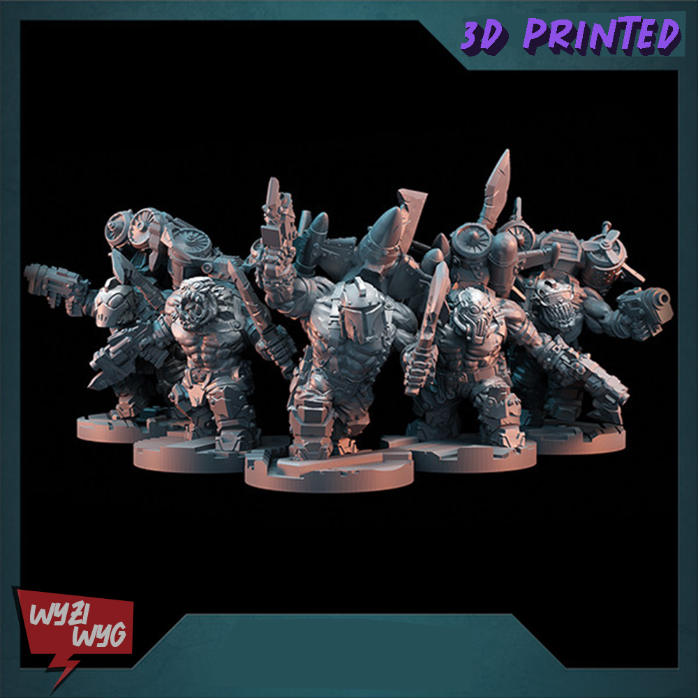 3D Printing Figure - Rocket Orcs Armour Miniature, Green Skin