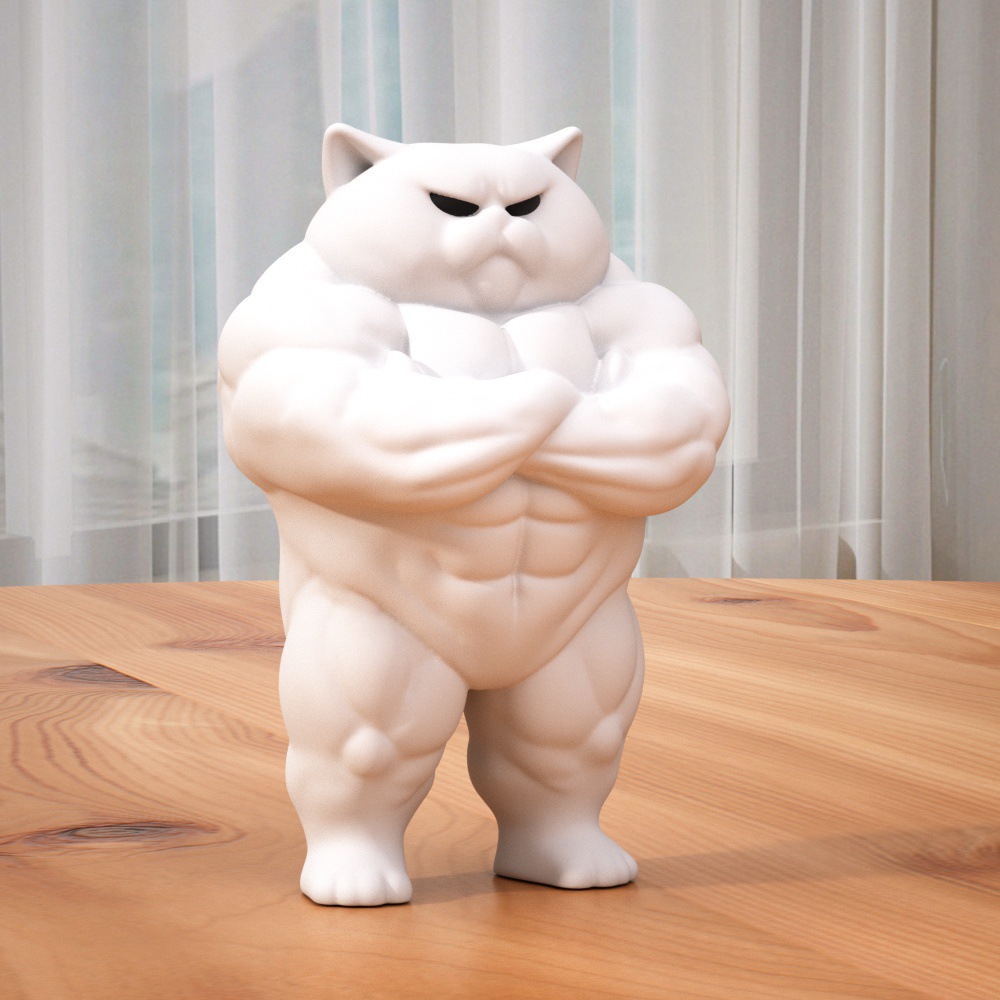 3D Printing Enthusiast - 3D Printing Fun Muscle Cat Decorative