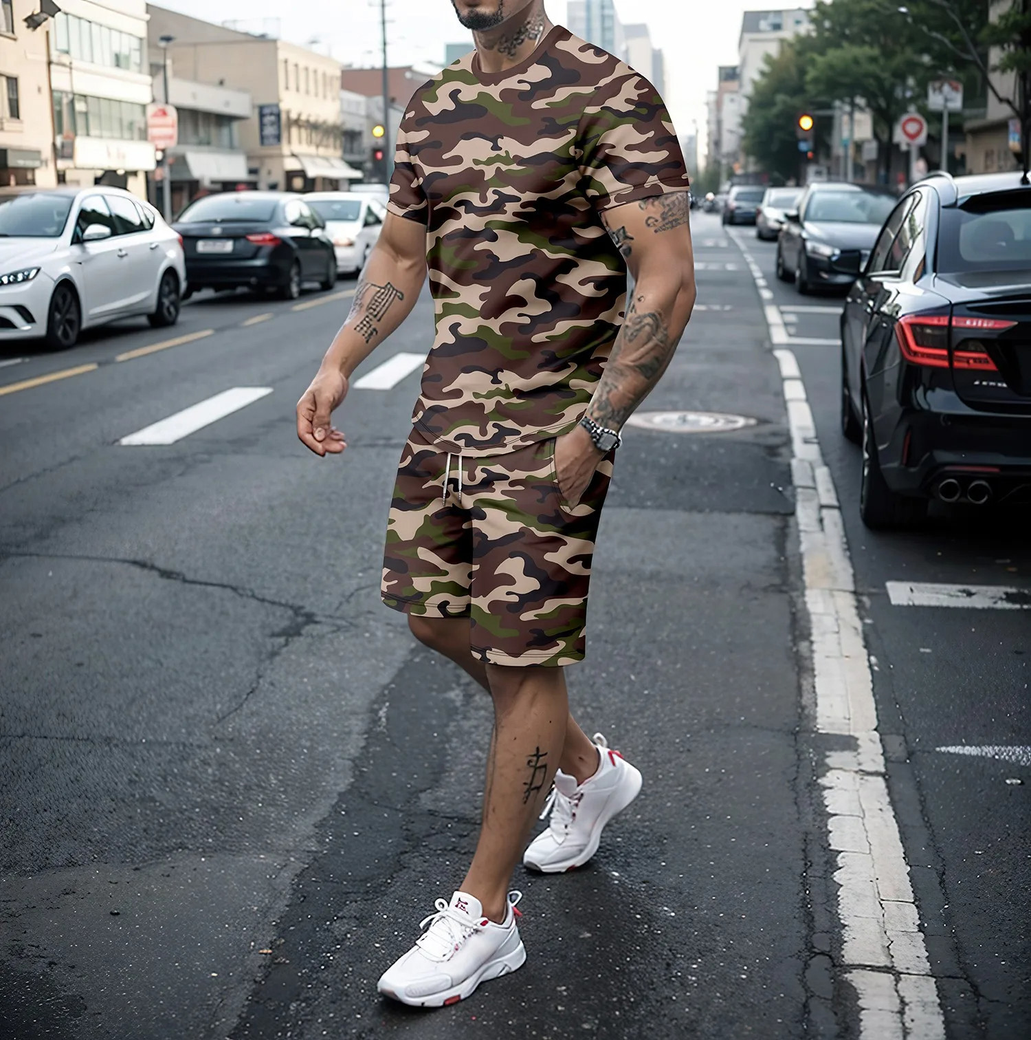 3D Printing Service - Camouflage Outdoor Tracksuits 3D Print Men's