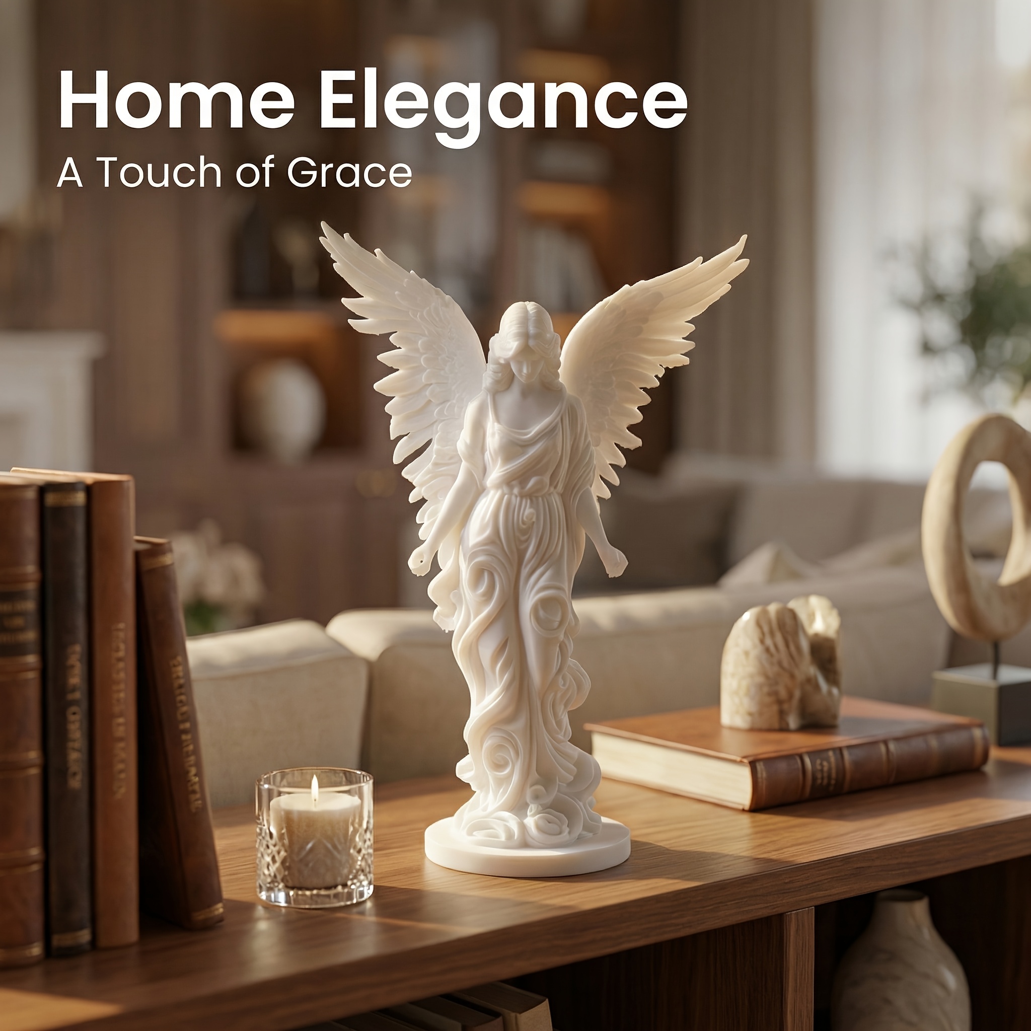 3D Printing Quality - 2-Piece Set of White Angel Statues,