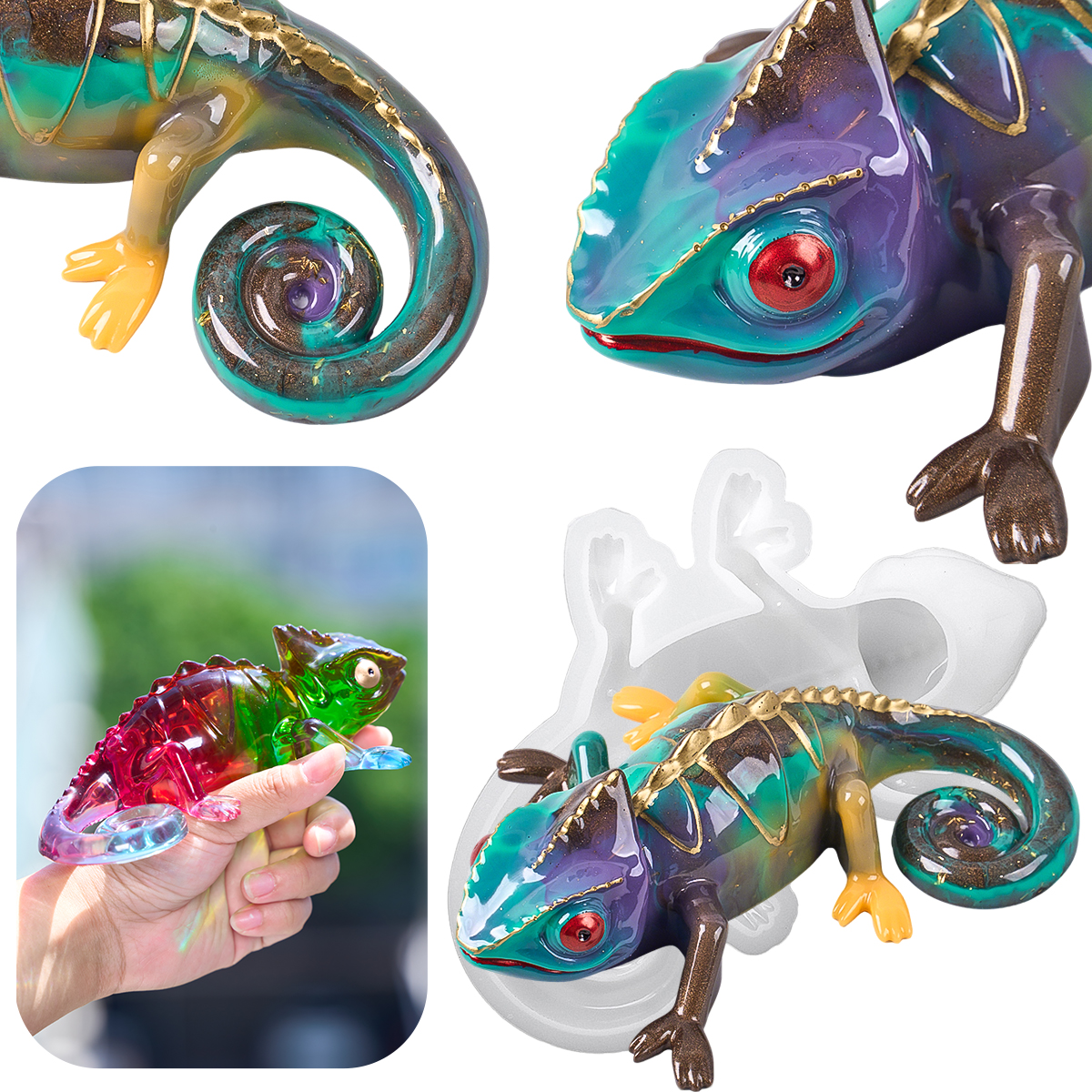 17cm 3D Chameleon Lizard Silic - 3D Printing With Silicone recension och pris