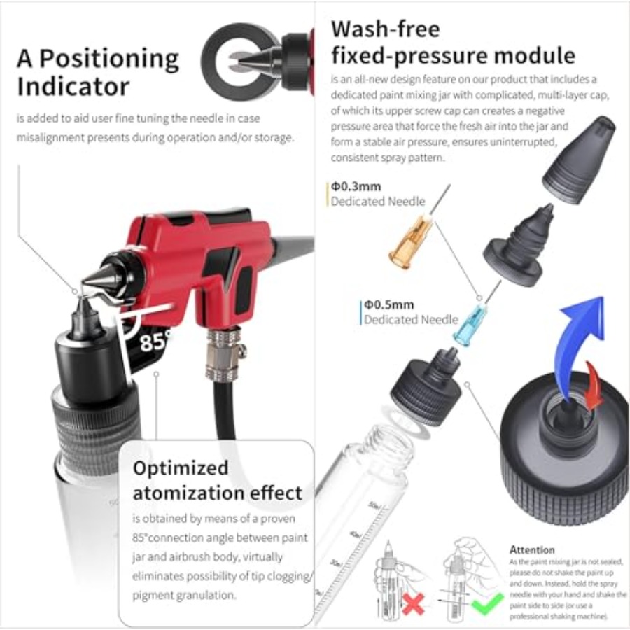 No-Clean Airbrush Kit with Dis - Nozzle Cleaning Kit recension och pris
