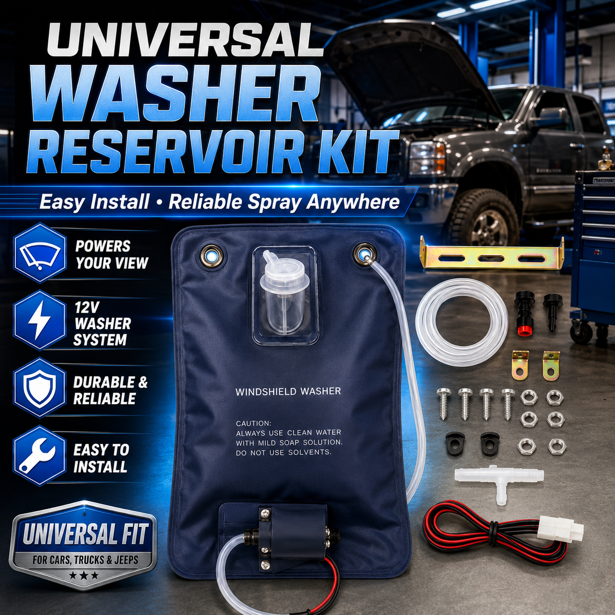 12V Universal Washer Reservoir - Nozzle Cleaning Kit recension och pris